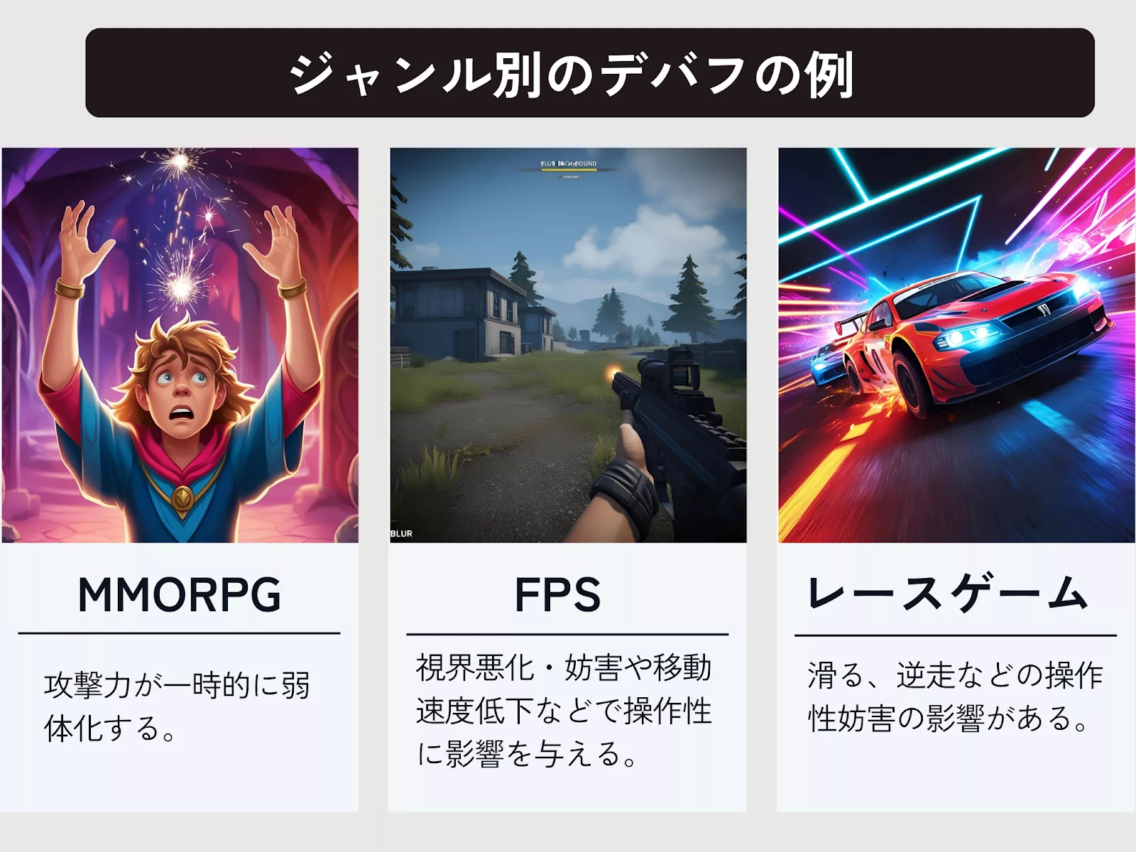ジャンル別に見るデバフの例