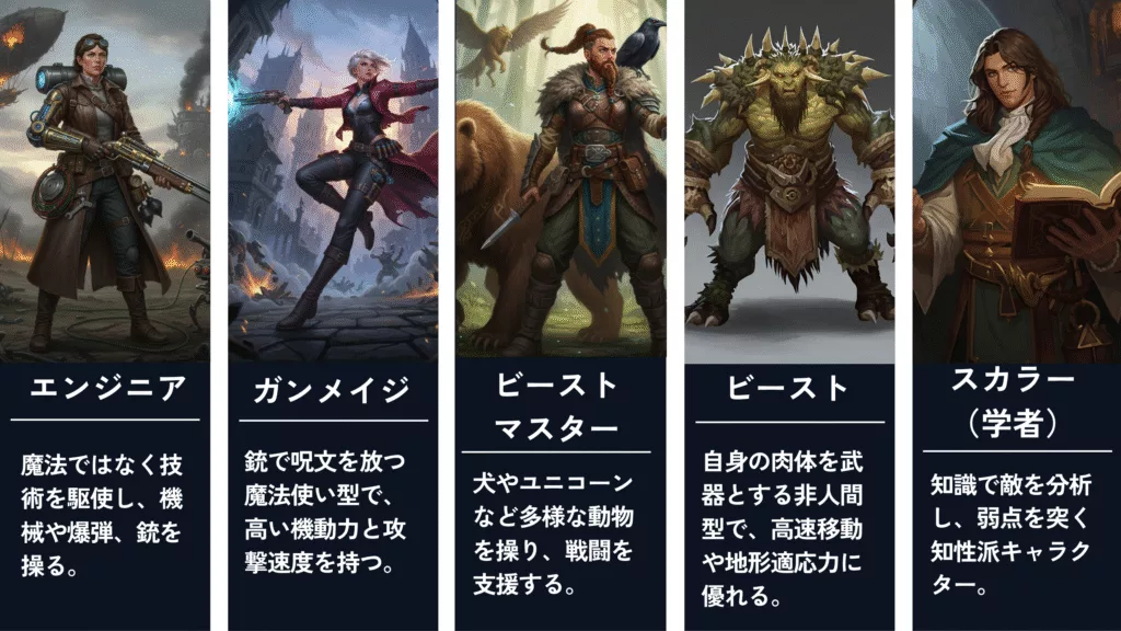 レアな RPGキャラクター職業（クラス）一覧