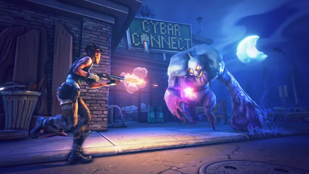 Gameplay screenshot from Fortnite, depicting the intense and challenging combat.