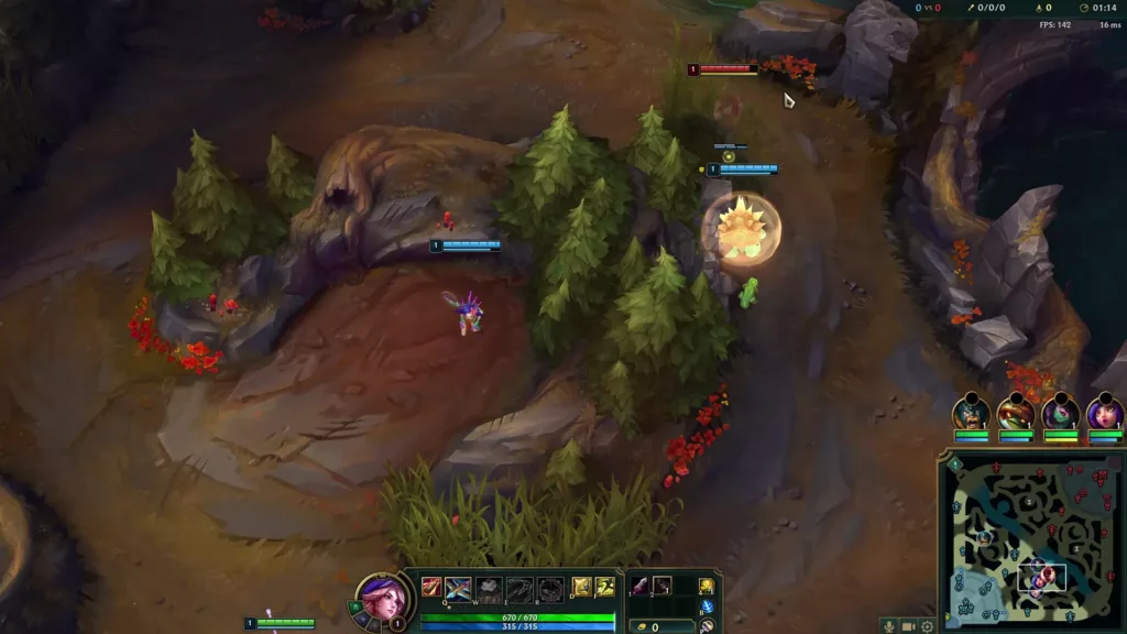 Screenshot of a battle in League of Legends.