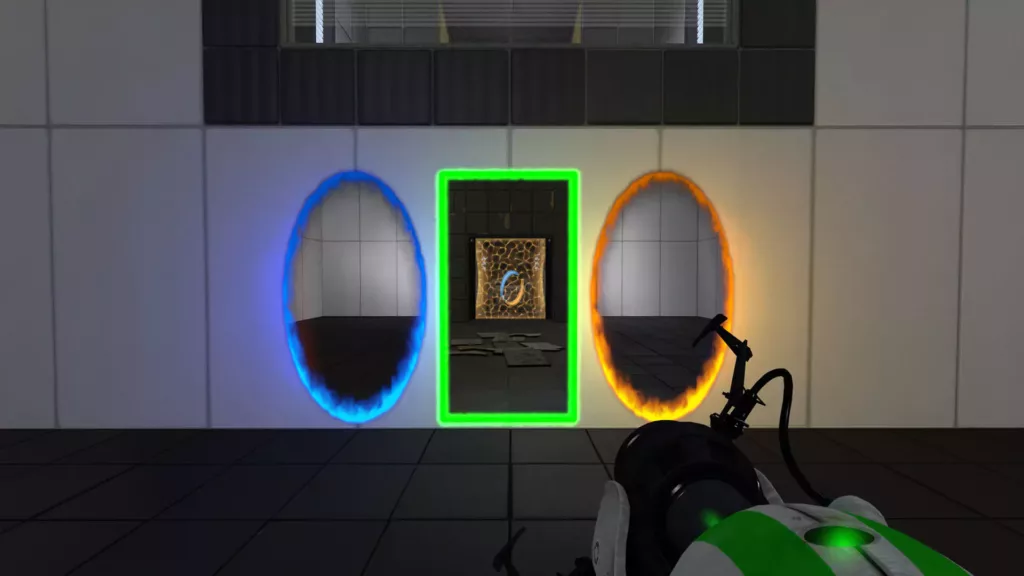 Screenshot of a puzzle in the game Portal.