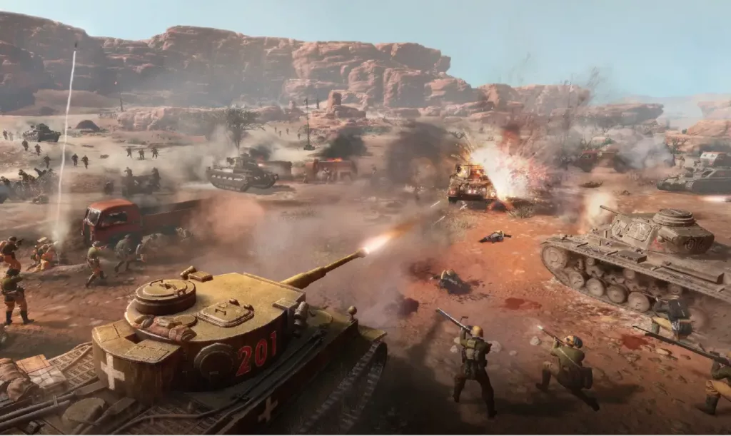 Screenshot of a tank battle in Company of Heroes 3.