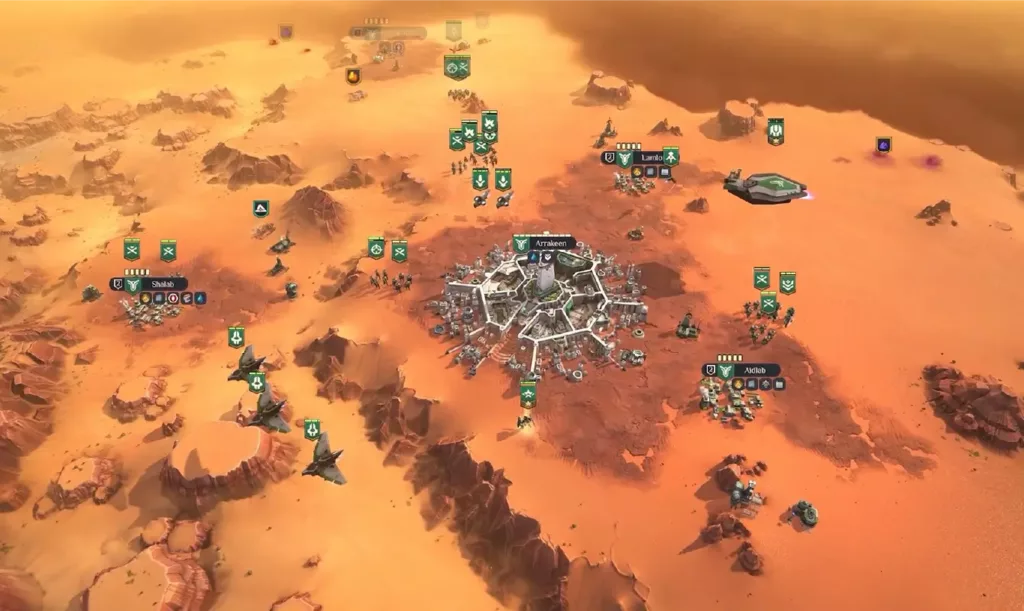 Screenshot of a base in Dune: Spice Wars.