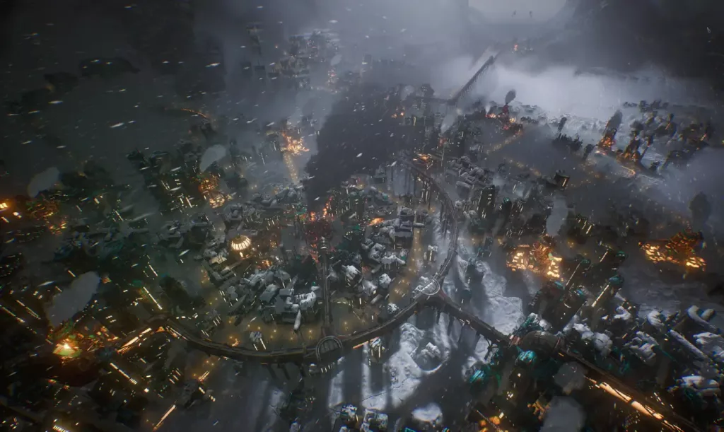 Screenshot of a city in Frotspunk 2.