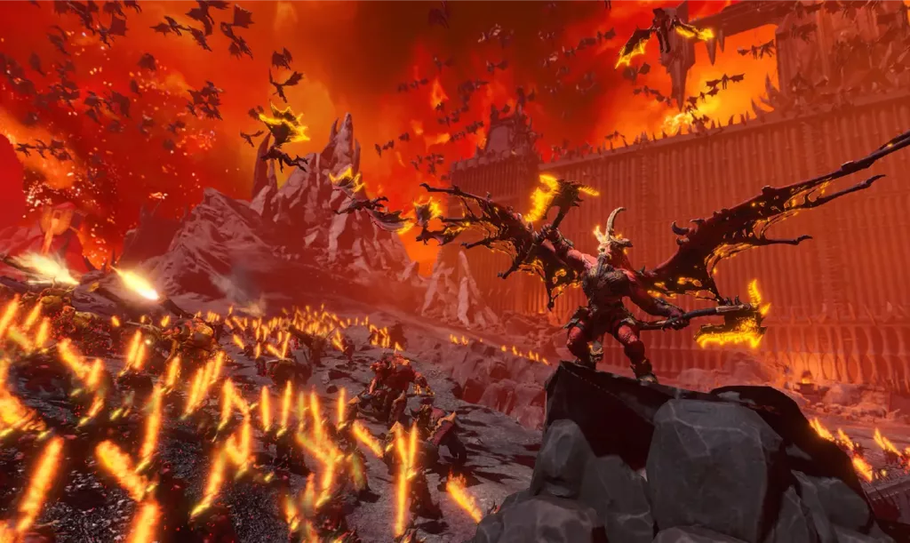 Screenshot of the forces of Khorne in Warhammer III.