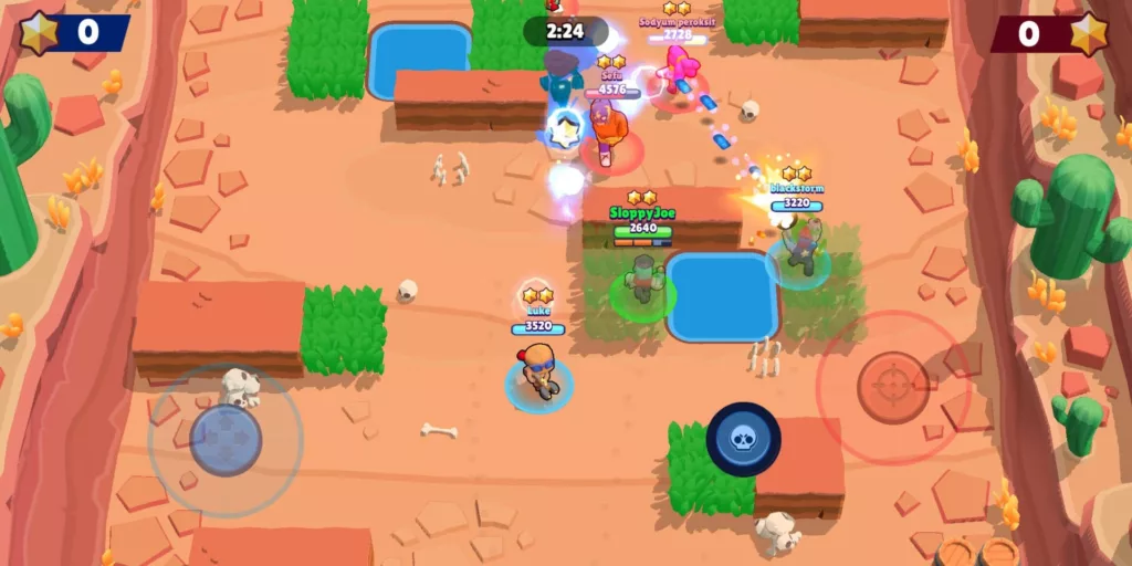 Gameplay screenshot from Brawl Stars, showcasing the gameplay