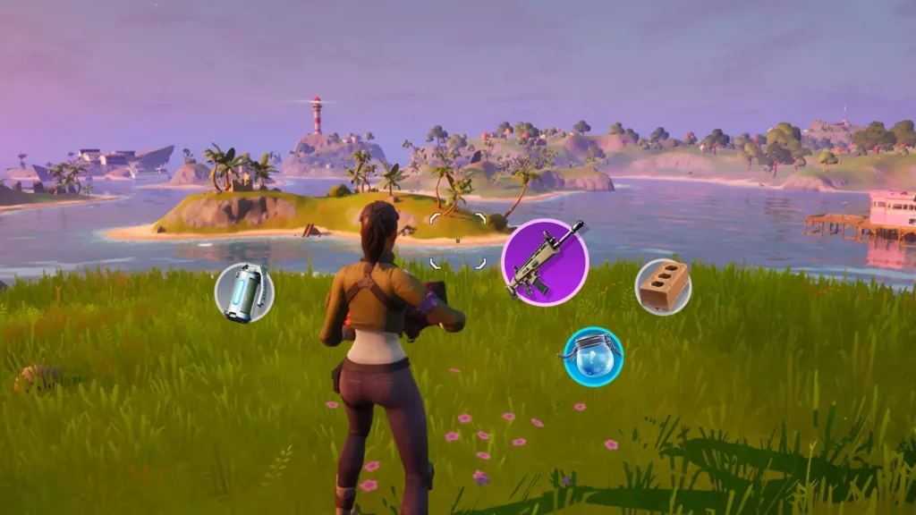 Gameplay screenshot from Fortnite, showcasing the game environment and player UI