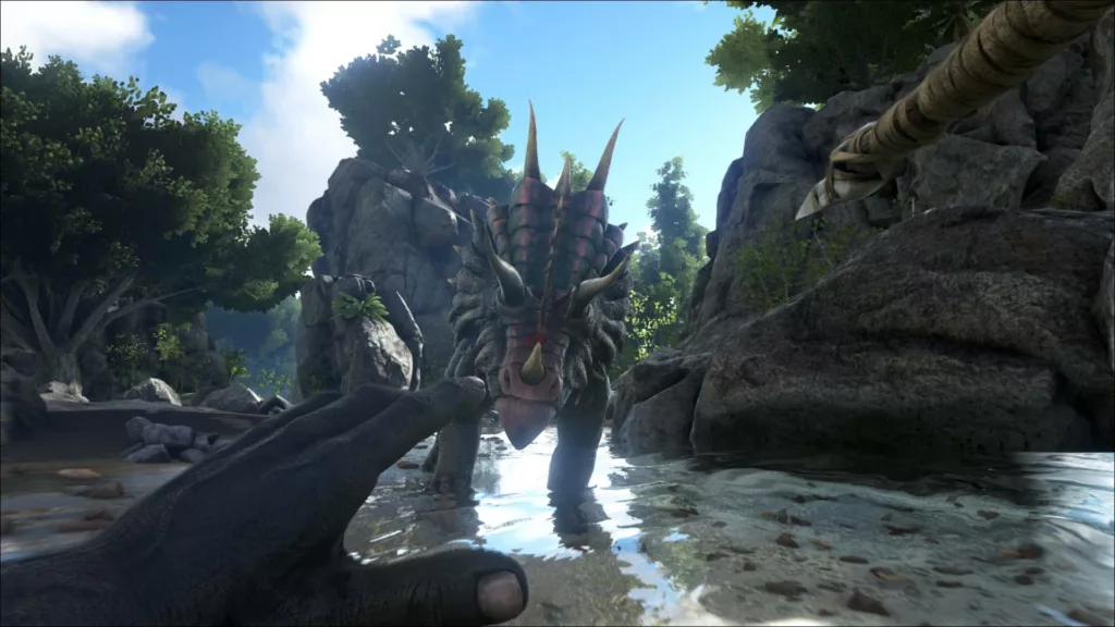 screenshot of the game Ark: Survival Evolved in action showing a dragon