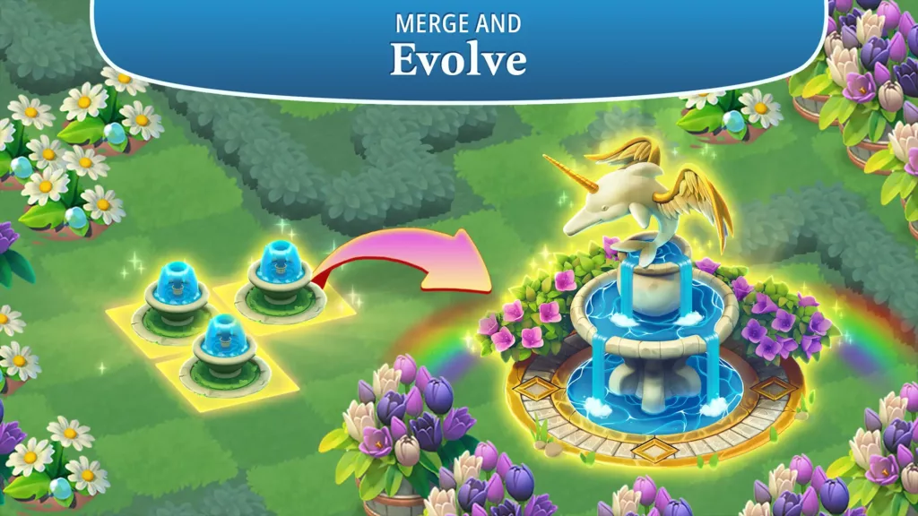 ameplay screenshot from Merge Gardens showcasing the gameplay and game environment