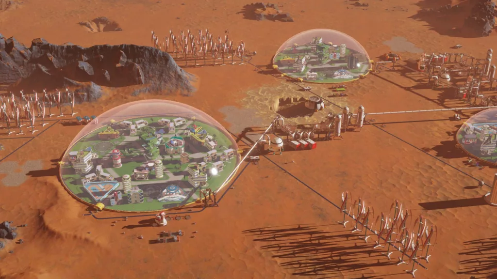 screenshot of the game Surviving Mars in action