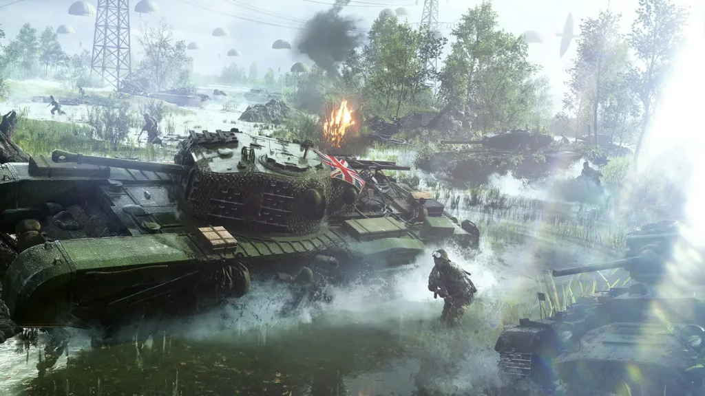 Gameplay screenshot from Battlefield V showcasing the game and its environment