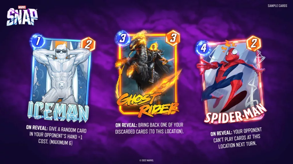 Screenshot of Marvel Snap gameplay.