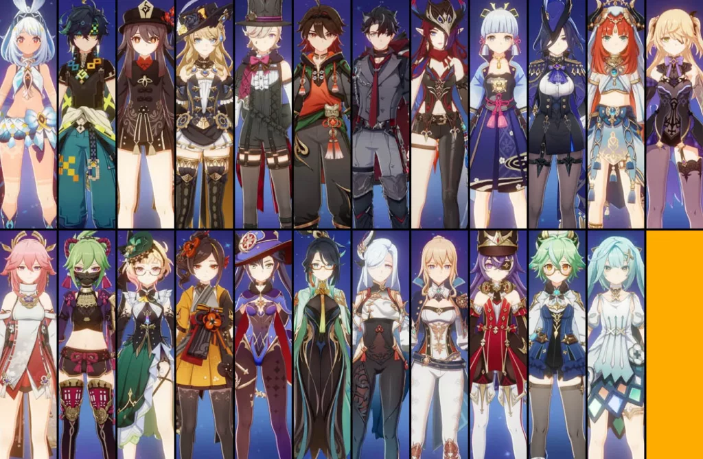 Compilation of different characters from the S tier.