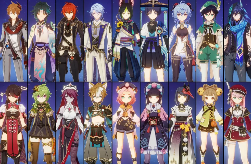Compilation of different characters from the A tier.