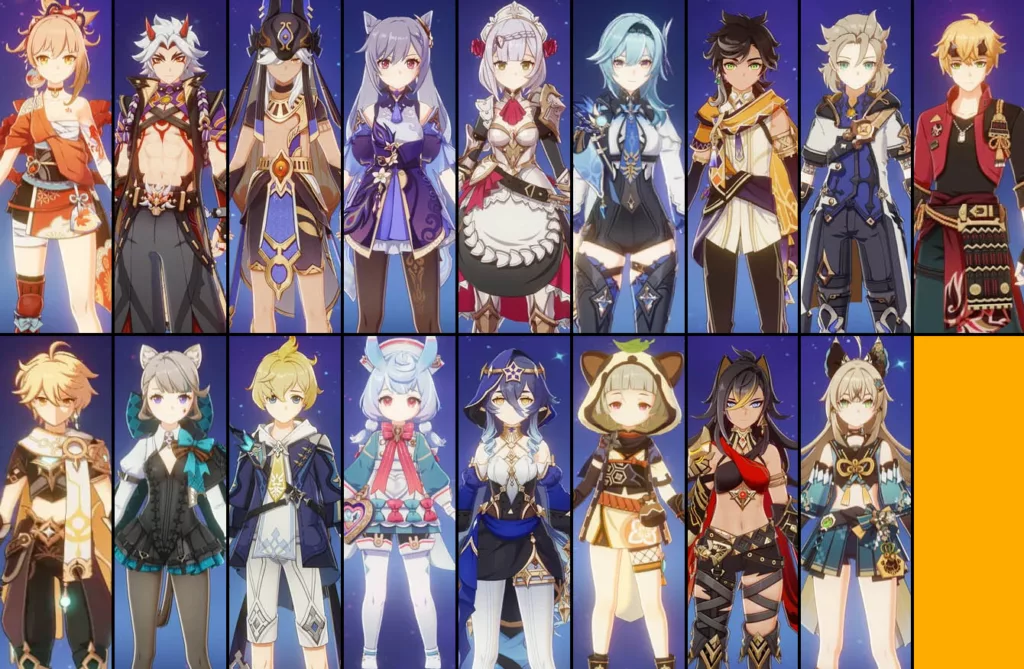 Compilation of different characters from the B tier.