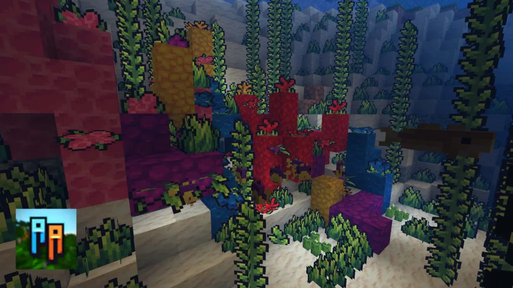 Screenshot of the minecraft mod called Cascades.