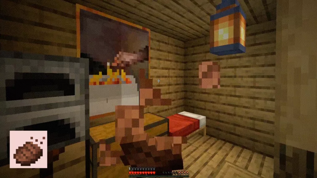 Screenshot of the Minecraft mod called Eating Animation.