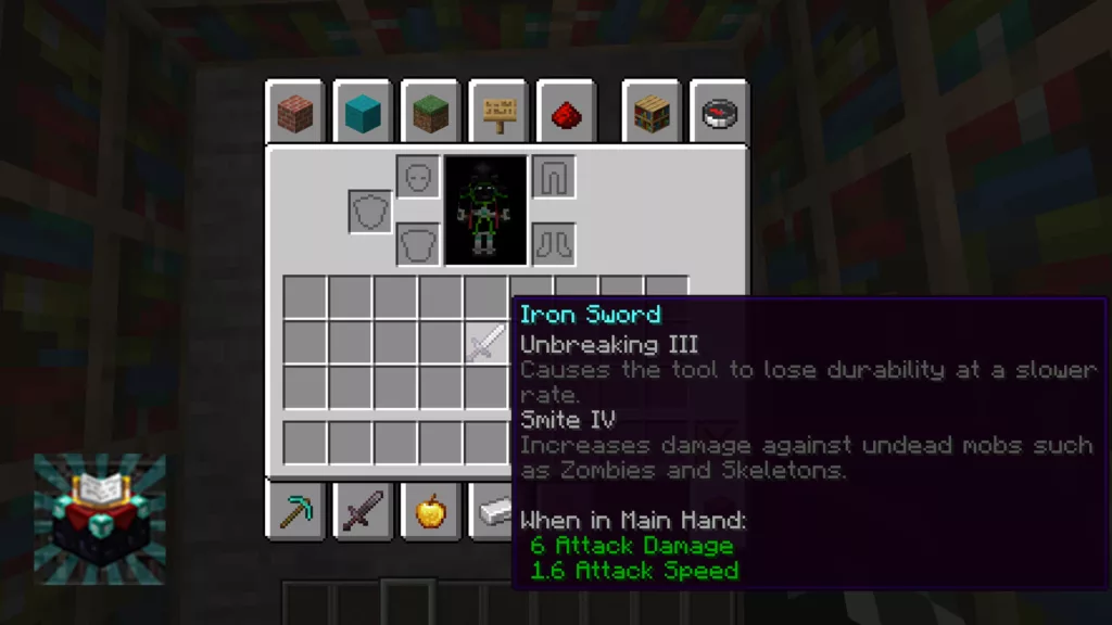 Screenshot of a Minecraft mod called Enchantment Descriptions.