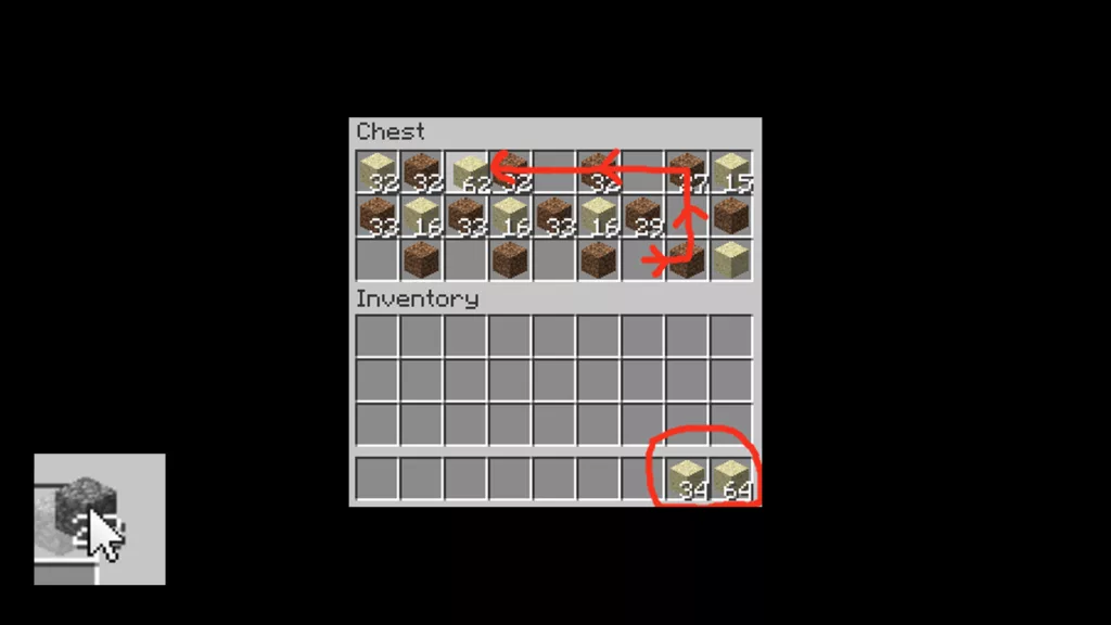 Screenshot of a Minecraft mod called Mouse Tweaks.