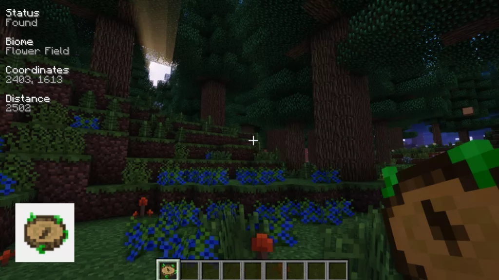 Screenshot of a Minecraft Mod called Nature’s Compass.