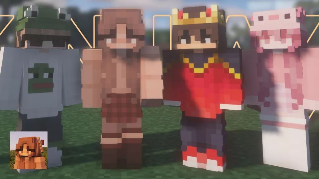 Screenshot od the Minecraft mod called Skin Layers 3D.