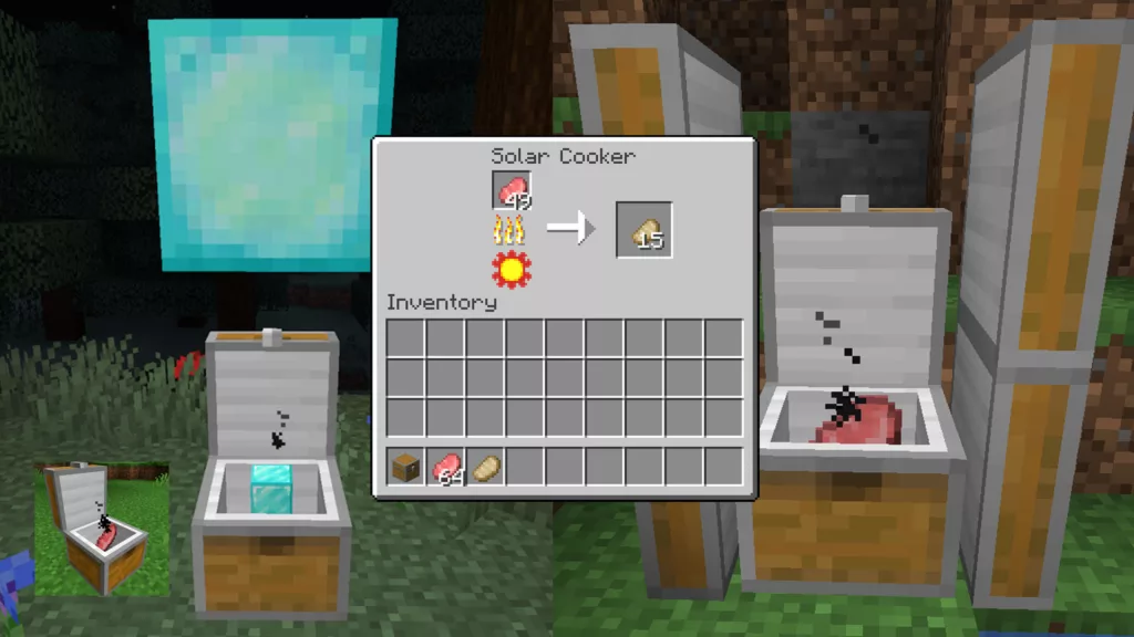 Screenshot of the minecraft mod called Solar Cooker.