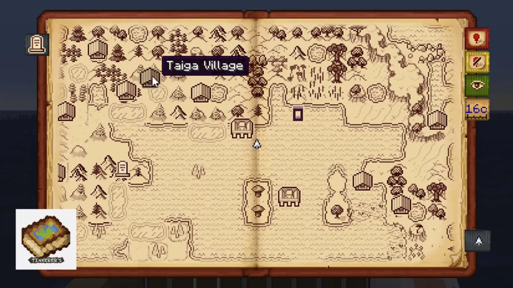 Screenshot of the Minecraft mod called Antique Atlas 4