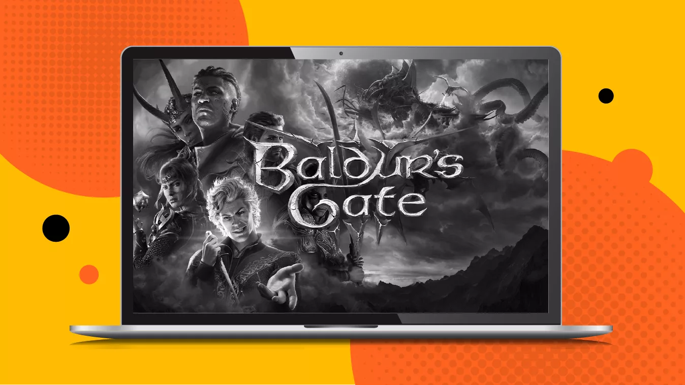 Graphic with a collage of Baldur's Gate 3 characters.