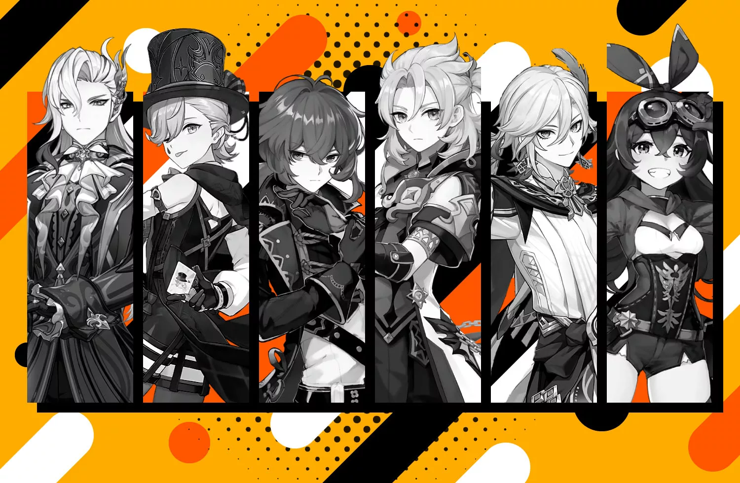 Image displaying some of the different playable characters from Genshin Impact