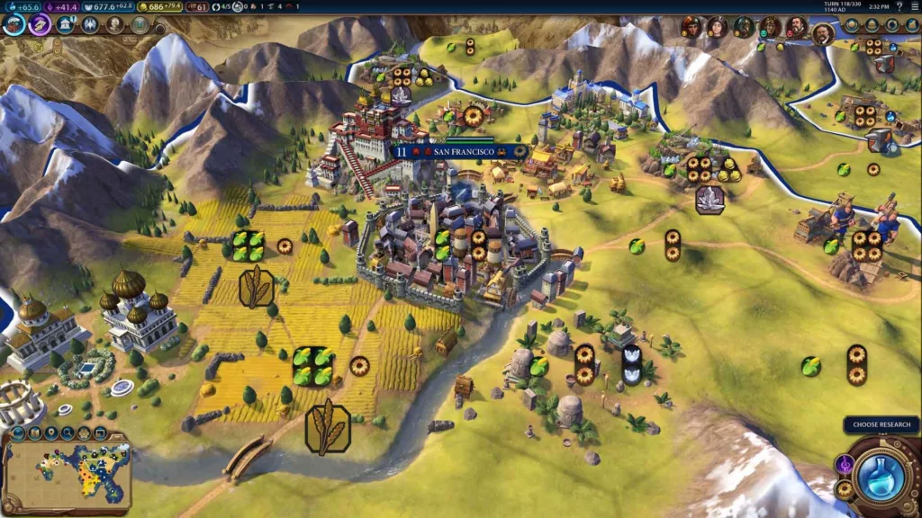 Screenshot of Civilization VI gameplay.