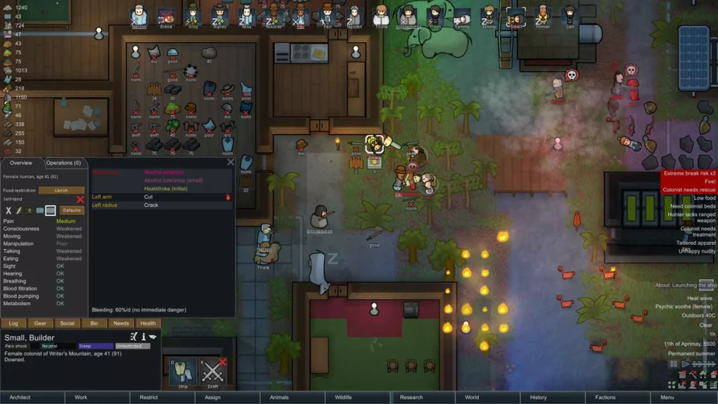 Screenshot of RimWorld gameplay.