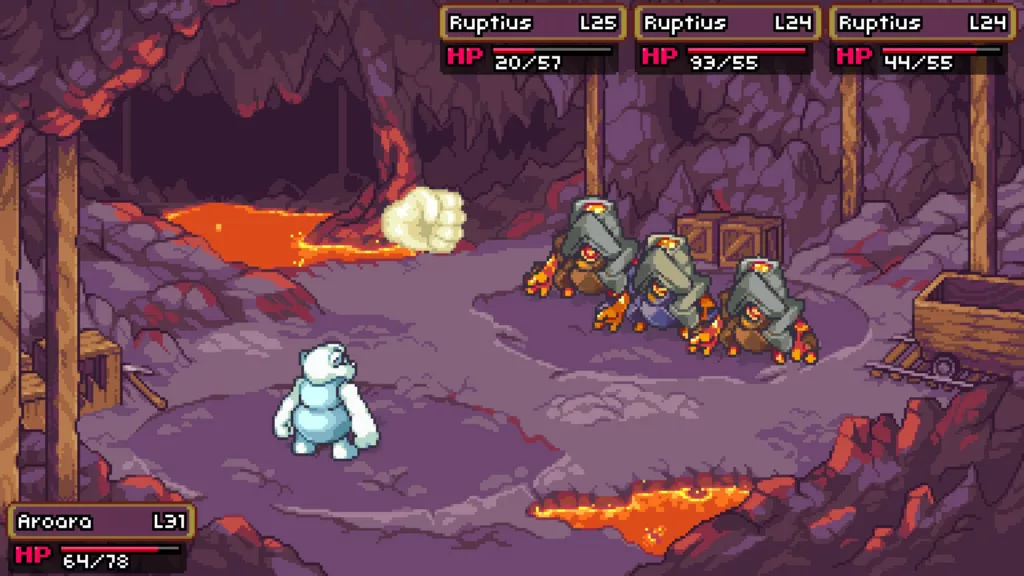 Screenshot of a battle in Coromon.