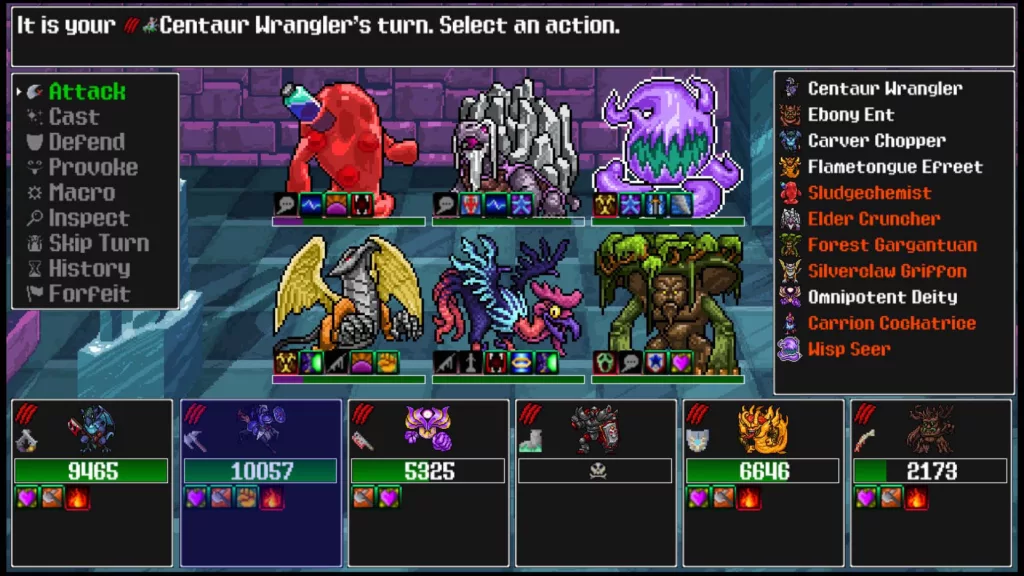 Screenshot of a battle in Siralim Ultimate.
