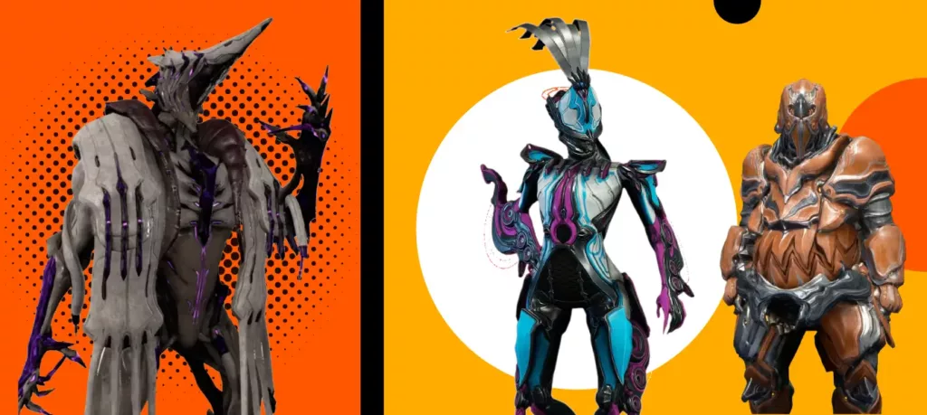 Image showcasing some of the most notable and powerful A-tier warframes.