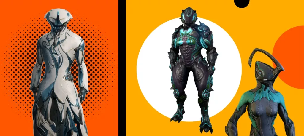 Image showcasing some of the most notable and powerful B-tier warframes.