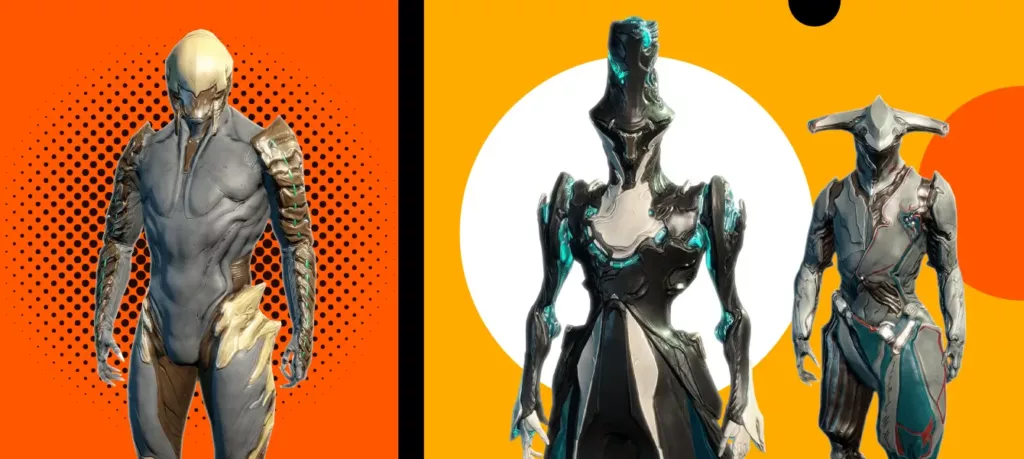 Image showcasing some of the most notable and powerful D-tier warframes.