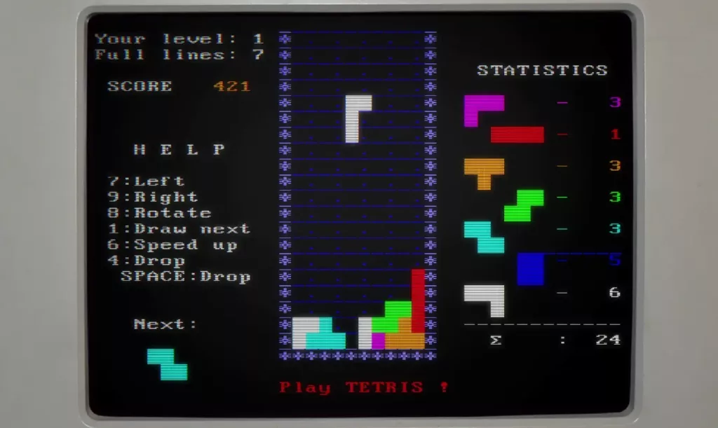 Screenshot of a Tetris game.
