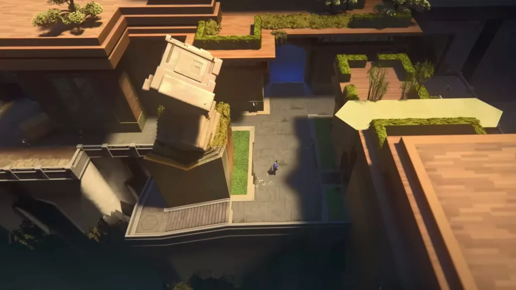 Overhead view of of Valorant map Abyss.