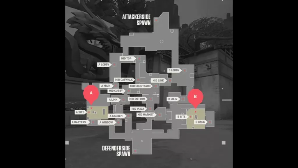 Overhead view of of Valorant map Ascent.