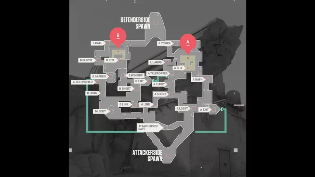 Overhead view of of Valorant map Bind.
