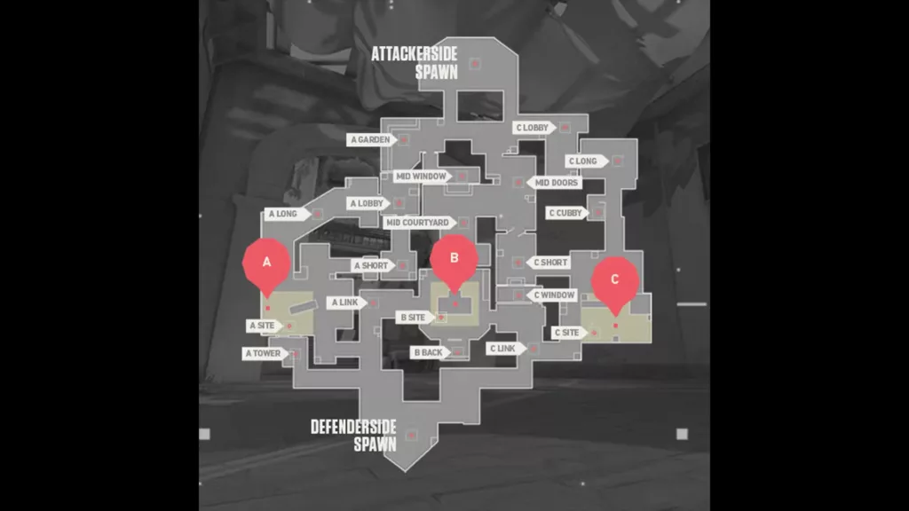 Overhead view of of Valorant map Haven