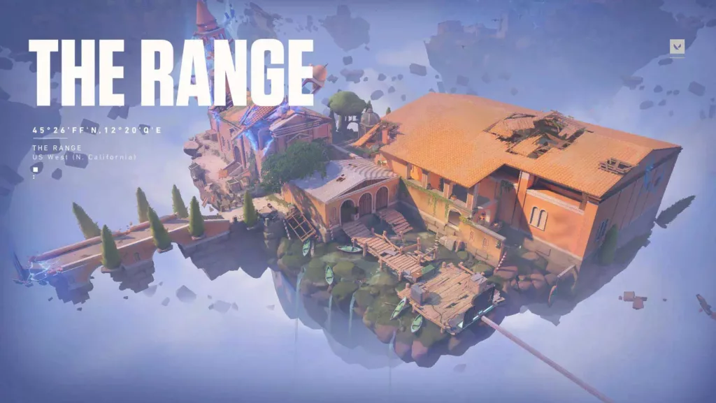 Overhead view of of Valorant map Range.