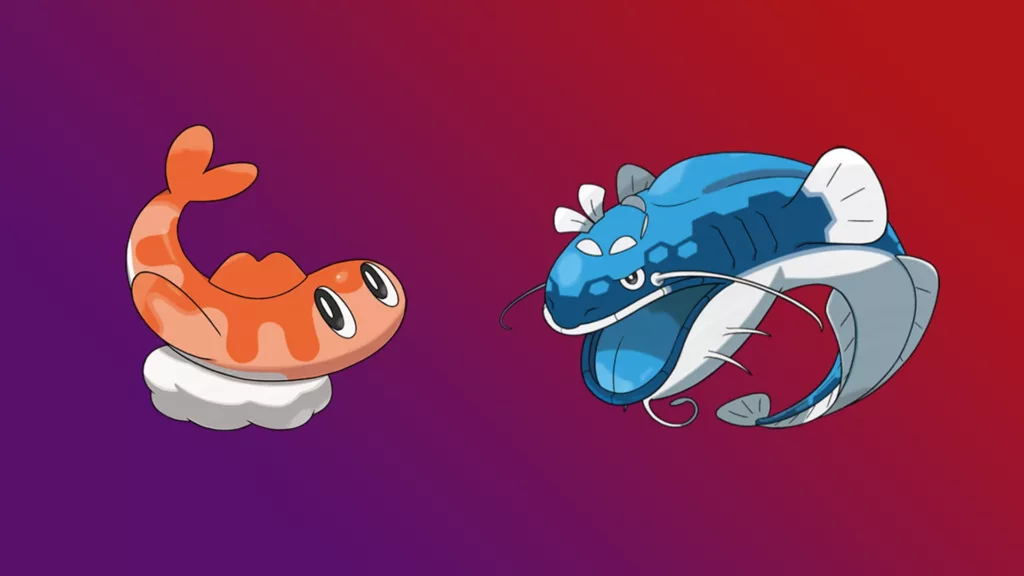 Image depicting Tatsugiri and Dondozo, the two variations of the titan Pokémon that players can face in Pokémon Scarlet and Pokémon Violet.