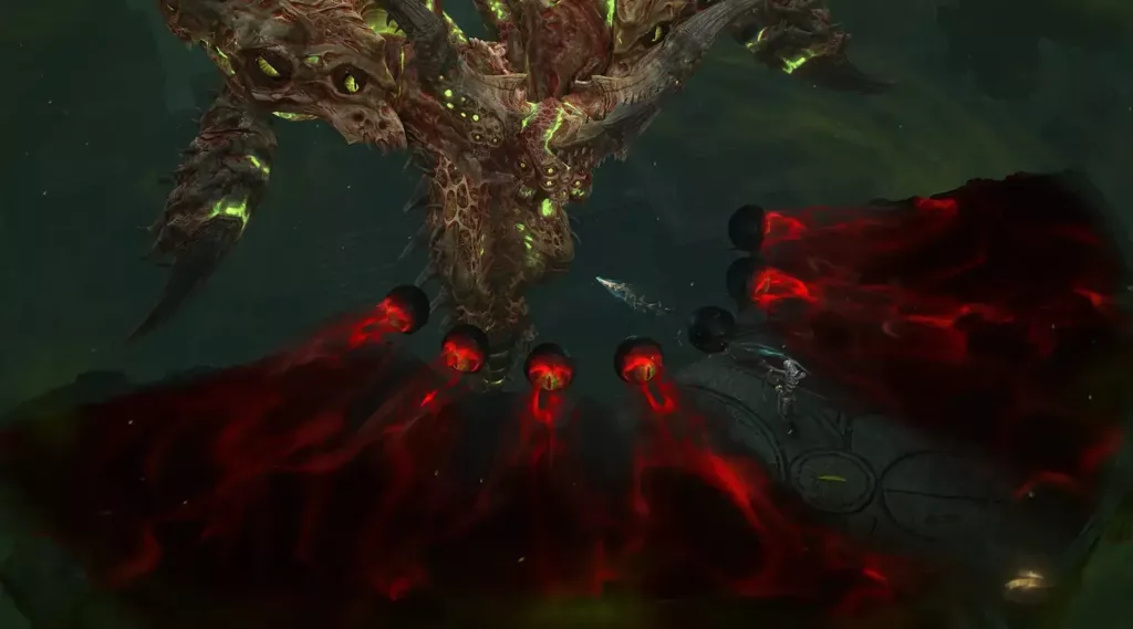 Screenshot of a battle in Diablo IV.
