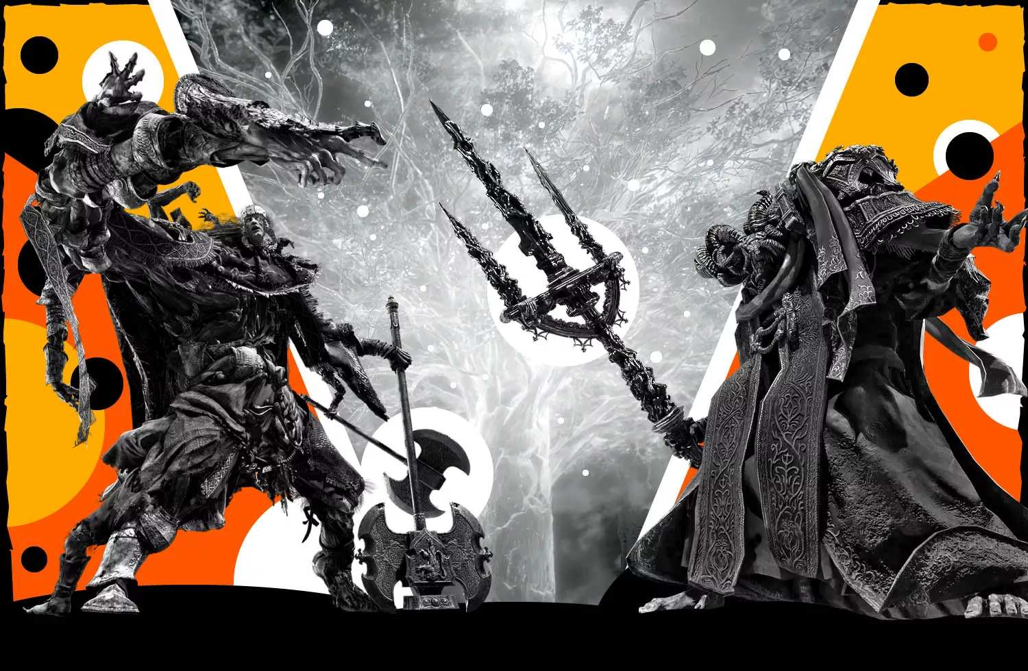 Collage of bosses from Elden Ring.