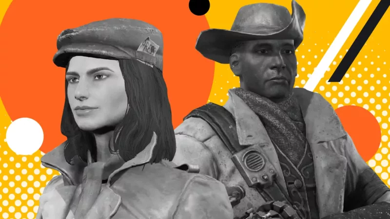 Image depicting two Fallout 4 companions, Piper Wright, and Preston Garvey.