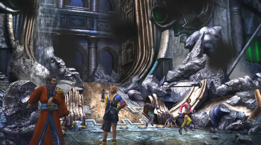 Tidus having a conversation with Seymour Guado in Final Fantasy X/X-2 HD Remaster.