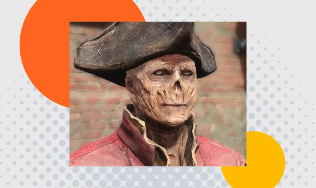 Screenshot from Fallout 4 depicting John Hancock, one of the recruitable companions.