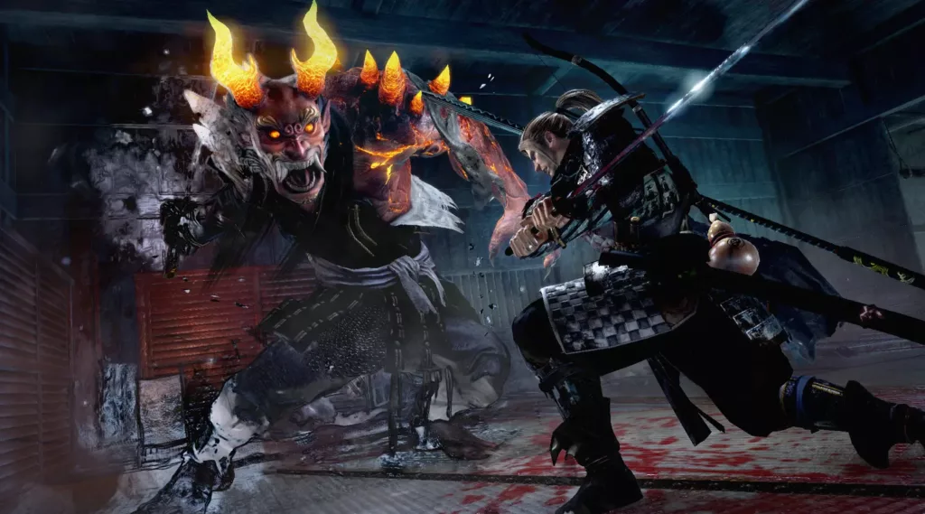Player fighting a demon in Nioh.