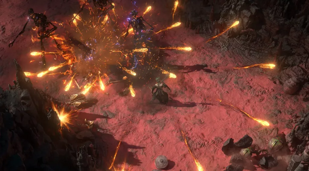 Screenshot of combat in Path of Exile 2.